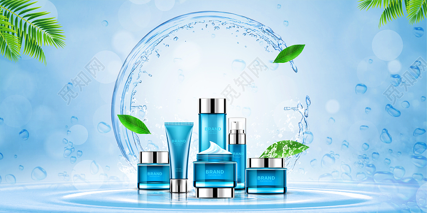 简约风尚 白色系小黑瓶美妆护肤品的艺术海报表征