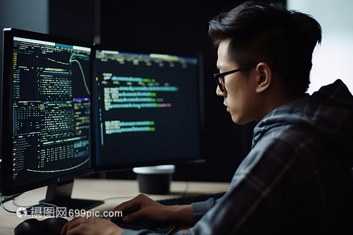 程序员与代码特写 计算机网络技术开发的视觉叙事